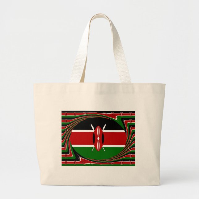 Bolsa Tote Grande Kenya Flag Art - Patriotic & Modern Design (Frente)