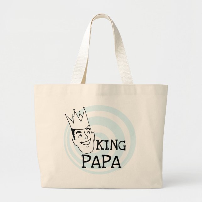 Bolsa Tote Grande King Papa T-shirts e presentes (Frente)
