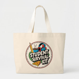 Bolsa Tote Grande Kit de Sobrevivência Engraçado de Volta à Camisa d