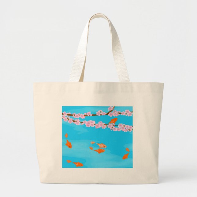 Bolsa Tote Grande Koi e saco de Sakura (Frente)