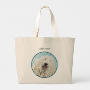 Bolsa Tote Grande Komondor Pintando Uma Boca Húngara Original Arte C