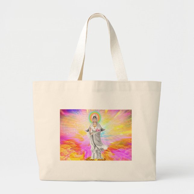 Bolsa Tote Grande Kwan Yin a deusa da piedade (Frente)