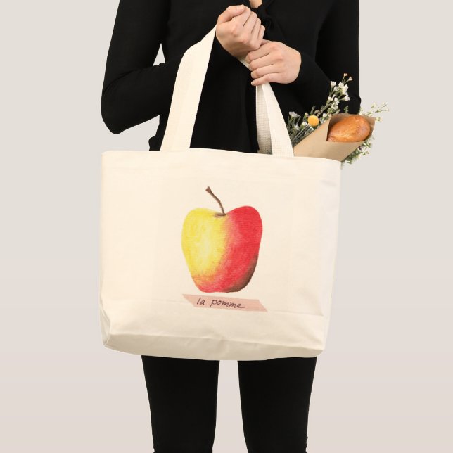 Bolsa Tote Grande La pomme / A maçã aprendizado francês (Frente (produto))