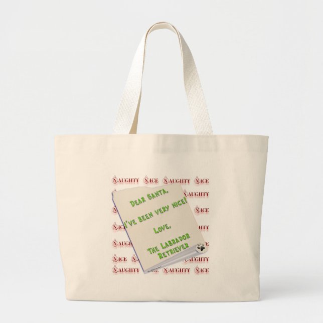 Bolsa Tote Grande Labrador Retriever Naughn ou Nice (Frente)