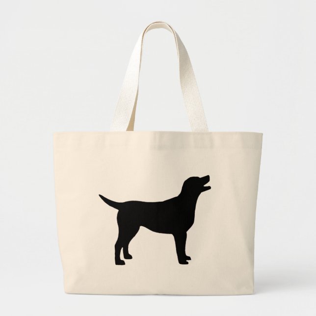 Bolsa Tote Grande Labrador retriever (no preto) (Frente)