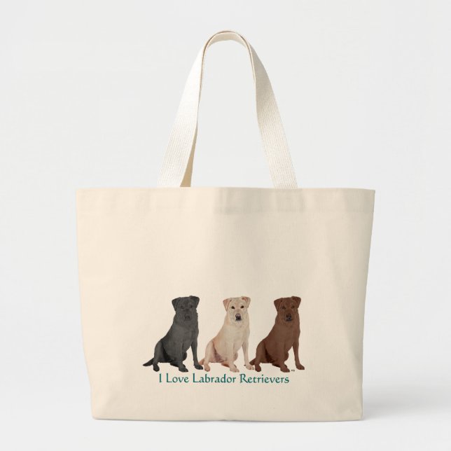 Bolsa Tote Grande Labrador Retrievers - 3 cores para amar (Frente)