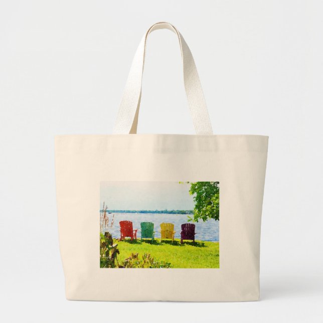 Bolsa Tote Grande Lakeside Adirondack Chairs Jumbo Tote Bag (Frente)