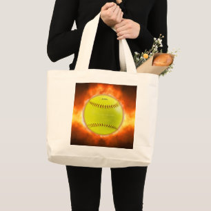 Bolsa Tote Grande Lâmpada amarela de foguete de softball SlipperyJoe