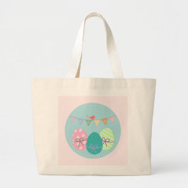 Bolsa Tote Grande Lâmpada de Lavanda de Springtime de Ovos de Páscoa