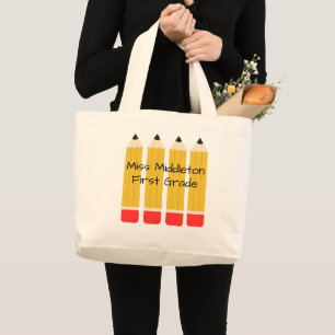 Bolsa Tote Grande Lápis Personalizados para Professores