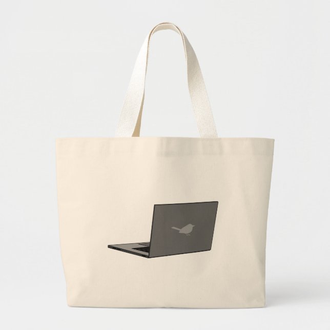 Bolsa Tote Grande Laptop com a cinza do logotipo Bird (Frente)