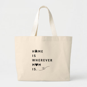 Bolsa Tote Grande Lar é Onde a Mamãe Está – Presente para a Mamãe