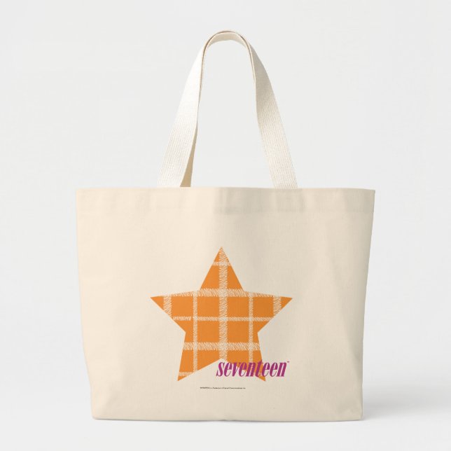 Bolsa Tote Grande Laranja 2 da xadrez (Frente)