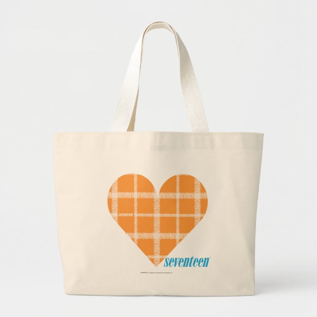 Bolsa Tote Grande Laranja 4 da xadrez (Frente)