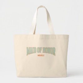 Bolsa Tote Grande Laranja + Azul-menta Brilho Falso Varsity DAMA DE