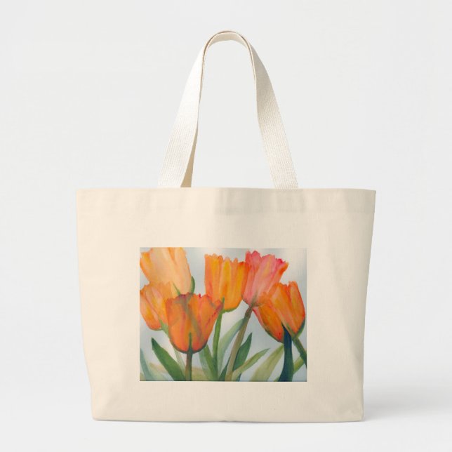 Bolsa Tote Grande Laranja Citrus Tulips (Frente)