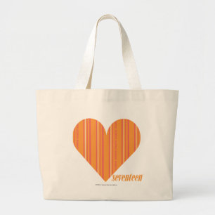Bolsa Tote Grande Laranja fina 3 das listras