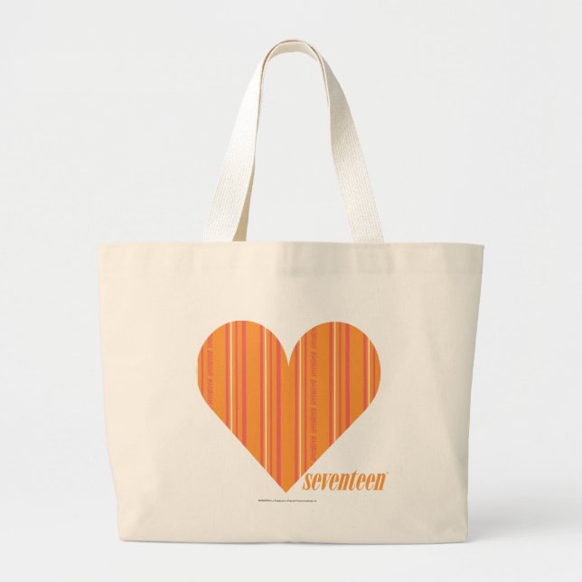 Bolsa Tote Grande Laranja fina 3 das listras (Frente)