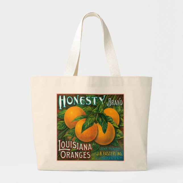 Bolsa Tote Grande Laranjas da Honestidade da Louisiana (Frente)