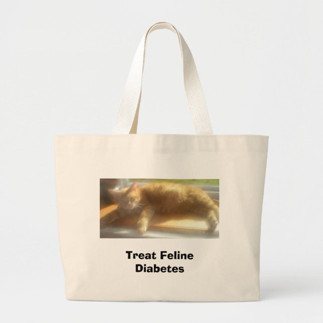 Bolsa Tote Grande LarrySunning, diabetes felino do deleite (Frente)