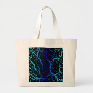 Bolsa Tote Grande Lava de espaço rachada - Ciano/Azul