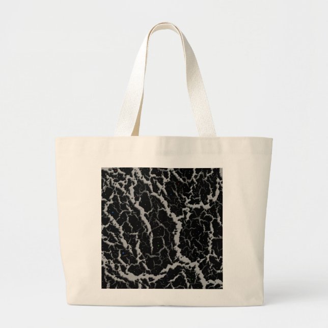 Bolsa Tote Grande Lava de espaço rachada - Prata (Frente)