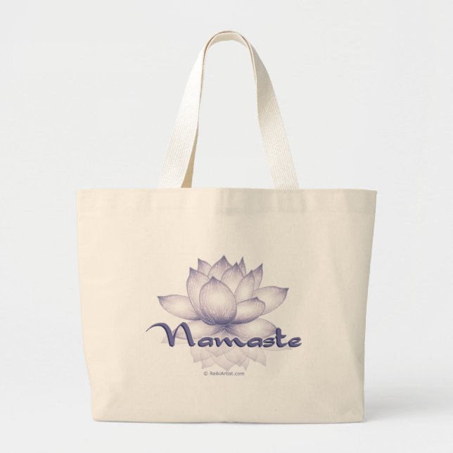Bolsa Tote Grande Lavanda de Namaste Lotus (Frente)