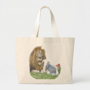Bolsa Tote Grande Leão e borrego presentes cristãos