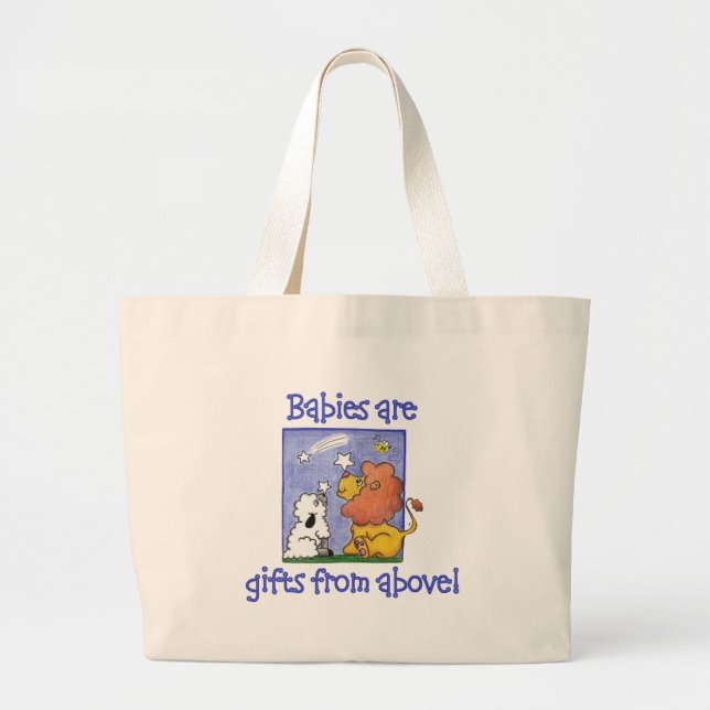 Bolsa Tote Grande Leão e Lambe pegam estrelas em queda (Frente)