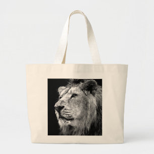 Bolsa Tote Grande Leão preto e branco