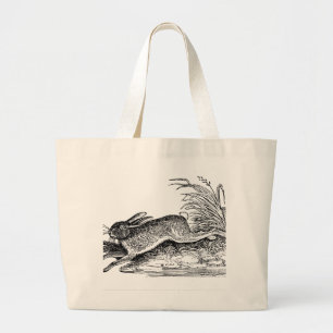 Bolsa Tote Grande Lebre ou coelho Antiquado no Saco de Tote
