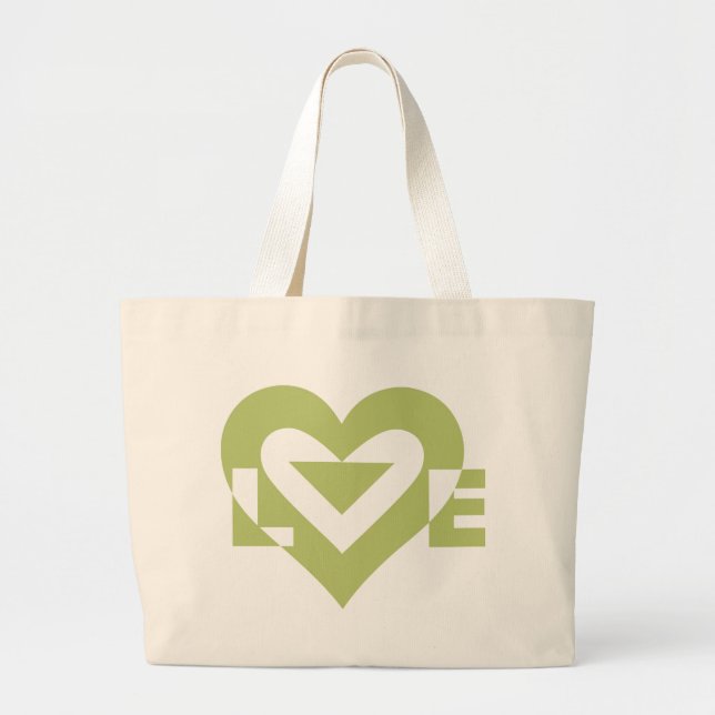 Bolsa Tote Grande Legal Amor Gráfico, Sage Green (Frente)
