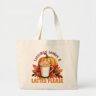 Bolsa Tote Grande Legging. Folhas e latas, por favor