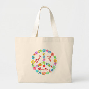 Bolsa Tote Grande Leitura do amor da paz