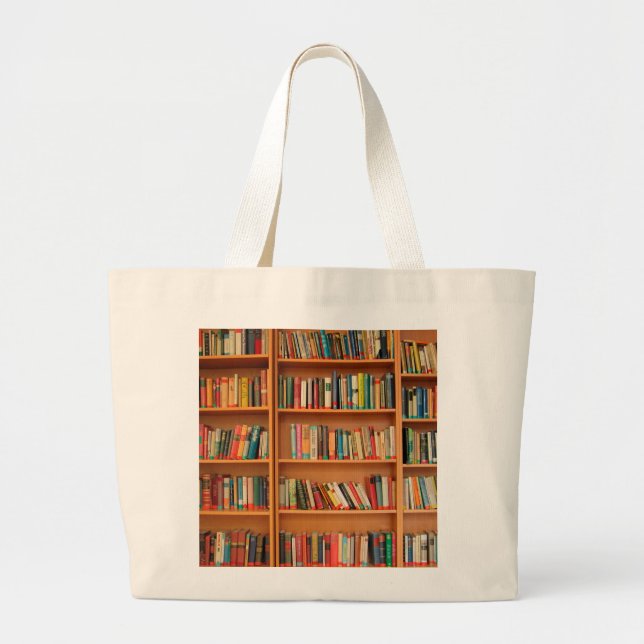 Bolsa Tote Grande Leitura do worm da biblioteca de livros da estante (Frente)