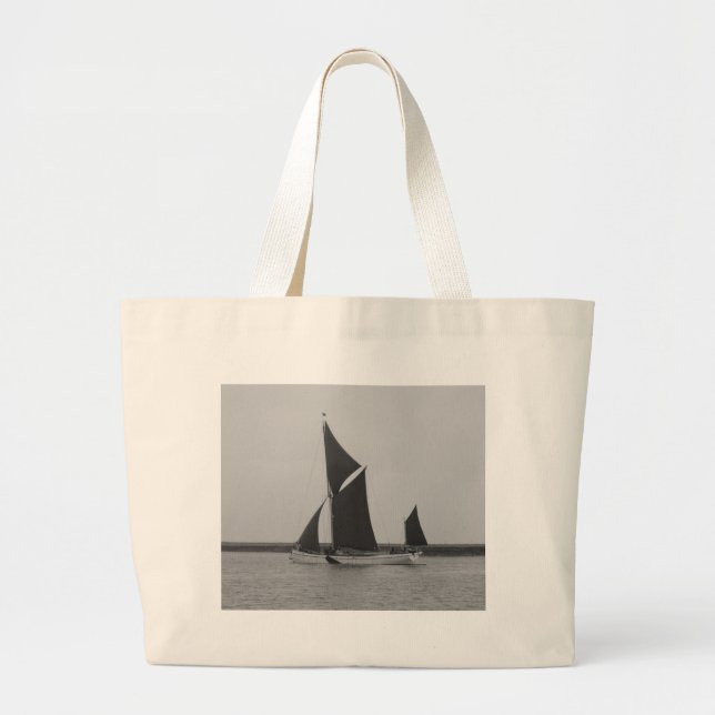 Bolsa Tote Grande Lembrete de Barcaça de Vela (Frente)