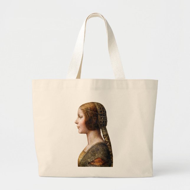 Bolsa Tote Grande Leonardo da Vinci Retrato La Bella Principessa (Frente)