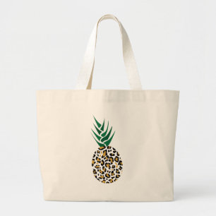 Bolsa Tote Grande Leopardo ou abacaxi? Imagem engraçada da ilusão