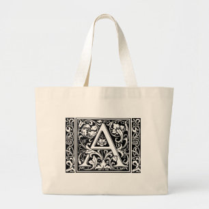 Bolsa Tote Grande Letra A Monograma Medieval Art Nouveau