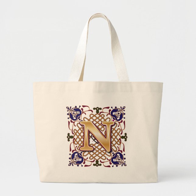 Bolsa Tote Grande Letra celta N do design (Frente)
