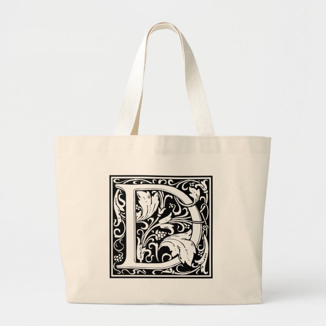 Bolsa Tote Grande Letra D Monograma Medieval Art Nouveau (Frente)