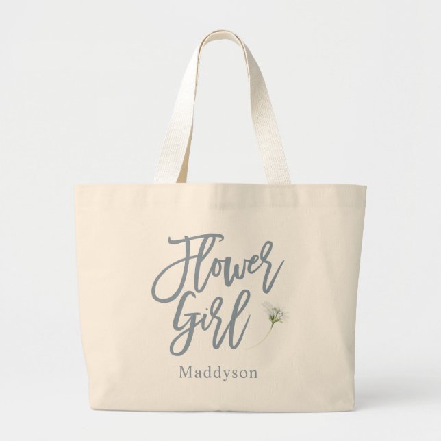 Bolsa Tote Grande Letra Dusty Blue Flower Girl (Frente)