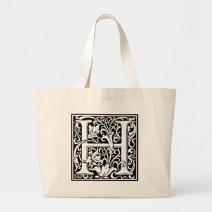 Bolsa Tote Grande Letra H Monograma Medieval Art Nouveau