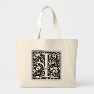 Bolsa Tote Grande Letra I Monograma Medieval Arte Nova