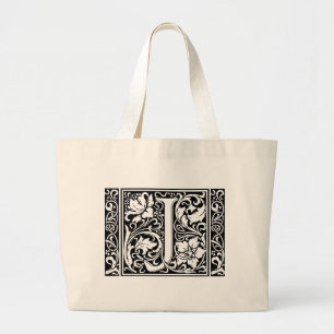 Bolsa Tote Grande Letra J Monograma Medieval Arte Nova