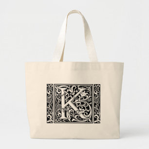 Bolsa Tote Grande Letra K Monograma Medieval Art Nouveau