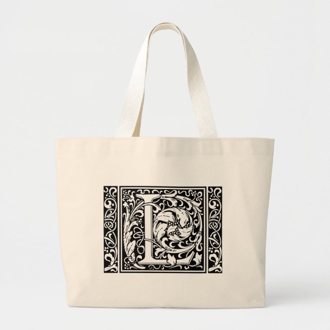 Bolsa Tote Grande Letra L Monograma Medieval Art Nouveau (Frente)