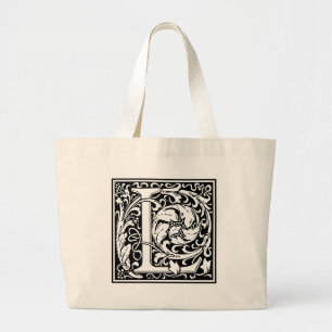 Bolsa Tote Grande Letra L Monograma Medieval Vintage Maiúscula Inici