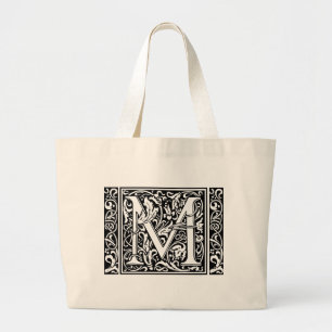 Bolsa Tote Grande Letra M Monograma Medieval Art Nouveau