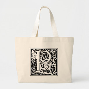 Bolsa Tote Grande Letra P Monograma Medieval Arte Nova